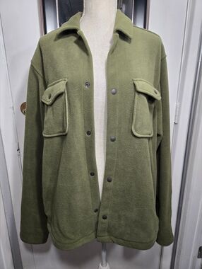 GAP Recycled Arctic Fleece Overshirt ARMY GREEN Sz Large Like New
